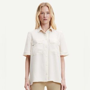 SAMSOE SAMSOE Women’s Camila Short Sleeve Shirt Small Button Down Blouse